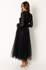 Pilla Long Sleeve Midi Dress - Black
