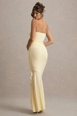 Capria | Pale Lemon Bandeau Wrap Maxi Dress