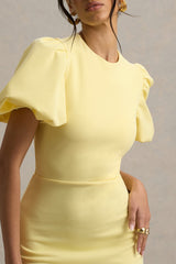 Dakota | Lemon Puff-Sleeve Midi Dress