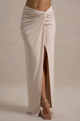 Marlena | Cream Twisted Split Maxi Skirt