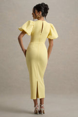 Dakota | Lemon Puff-Sleeve Midi Dress